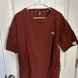 Rust Red Embroidered Oversized Tee (Tagged 3XL, Fits Like L)